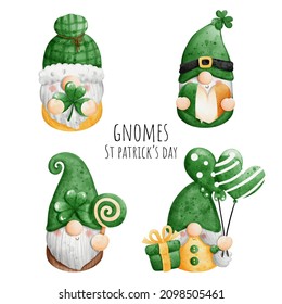 St Patrick's day gnome watercolor. Vector illustration