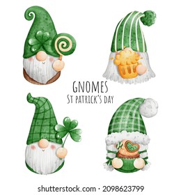 St Patrick's day gnome watercolor. Vector illustration