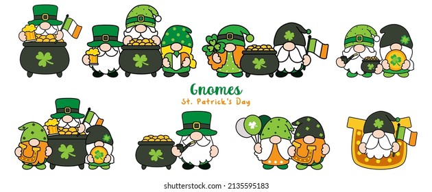 St. Patrick's Day Gnomes Filled Clipart