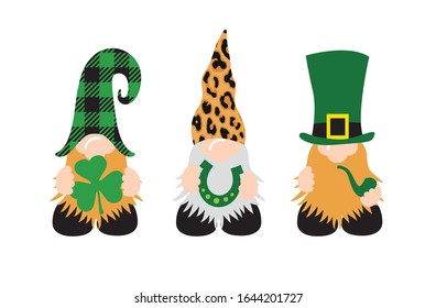 St. Patrick's Day Gnomes with shamrock and horseshoe