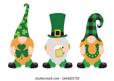 St. Patrick's Day Gnomes with shamrock and horseshoe