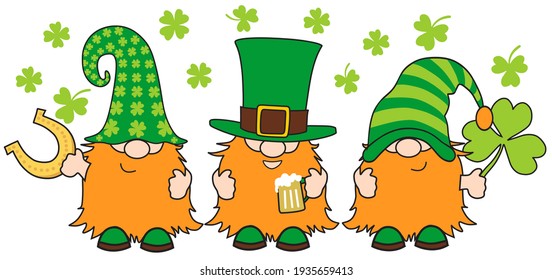 St. Patrick's Day Gnomes with shamrock and horseshoe