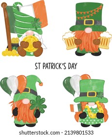 St patricks day gnomes watercolor 