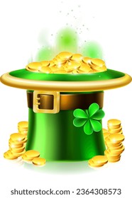 Moneda de oro de St Patricks rellena ilustración de sombrero leprechaun