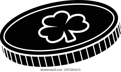 St. patrick's day Gold Coin silhouette vector.
Saint Patrick's Day flat element.
Good for greeting card,poster,banner,leaflet.
Transparent background.