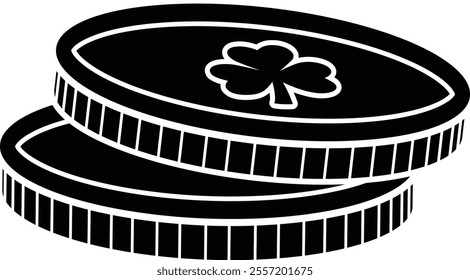 St. patrick's day Gold Coin silhouette vector.
Saint Patrick's Day flat element.
Good for greeting card,poster,banner,leaflet.
Transparent background.