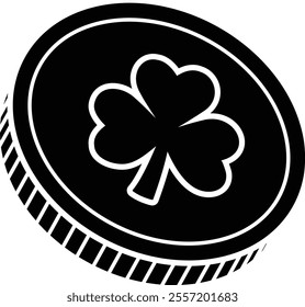 St. patrick's day Gold Coin silhouette vector.
Saint Patrick's Day flat element.
Good for greeting card,poster,banner,leaflet.
Transparent background.