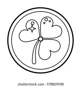 st patricks day gold coin clover thin line