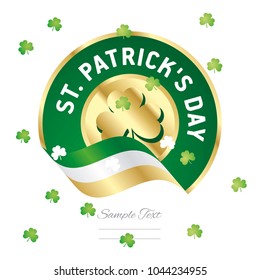 St Patrick's Day gold green Clovers flag ribbon white background
