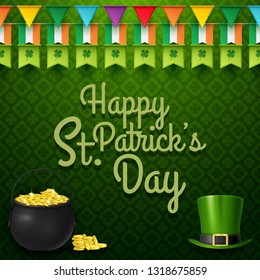 St. Patrick's day with golden coins and hat