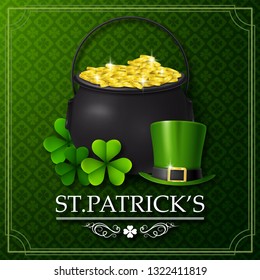 St. Patrick's day with golden coins and hat