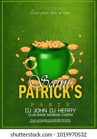 St. Patrick's Day, green background with calligraphy