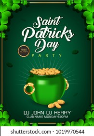St. Patrick's Day, green background with calligraphy