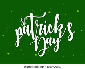 St. Patrick's Day, green background with calligraphy