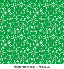 St. Patrick's day green background. Vector seamless pattern