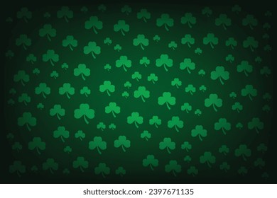 St. Patrick's Day green background with green clover leaves pattern. Vector illustration.