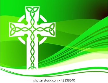 St. Patrick's Day green background with cross