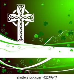 St. Patrick's Day green background with cross