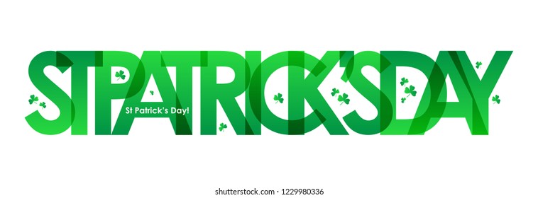 ST PATRICK'S DAY green banner with shamrocks