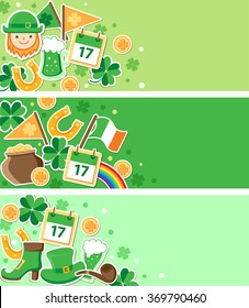 St. Patrick's Day green banners. Vector illustration.