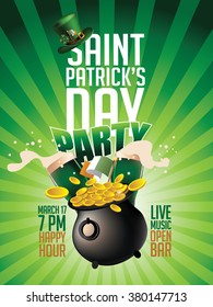 St. Patrick's Day green beer party invitation poster. EPS 10 vector.