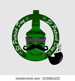 ilustración vectorial de botella verde del día de san patrick  