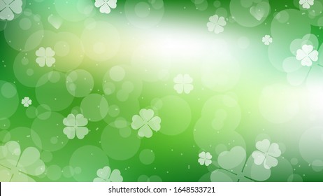 St. Patrick's day green clover blurred bokeh web page size abstract background eps10 vectors illustration