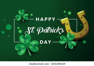 St. Patrick's Day green clover vector background. Irish holiday celebration