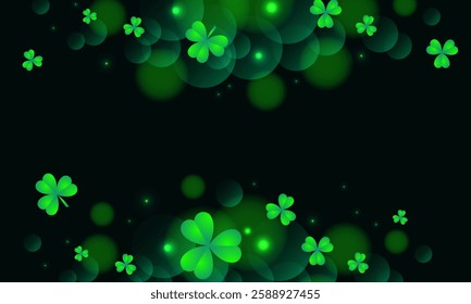 St. Patrick's Day green clover vector background. Irish holiday celebration