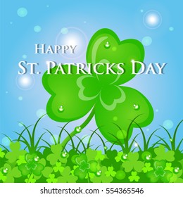 St. Patrick's day. Green clover symbol of the holiday. Banner, postcard, Billboard, poster . Vector illustration