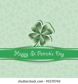 St. Patrick's Day.  Green clover  background. Vector illustration