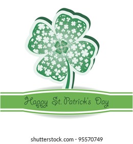 St. Patrick's Day.  Green clover  background on white. Vector illustration