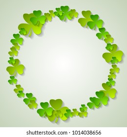 Los tréboles verdes del Día de San Patricio suenan como fondo abstracto. Diseño gráfico de vectores