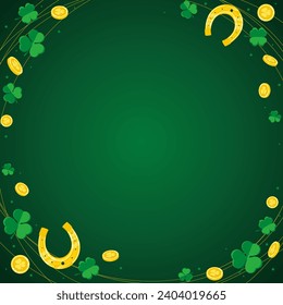 St. Patrick's Day green frame with shamrock and coins