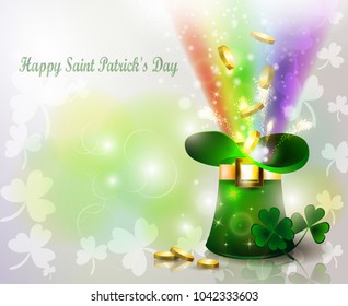 St Patricks day green hat  with rainbow