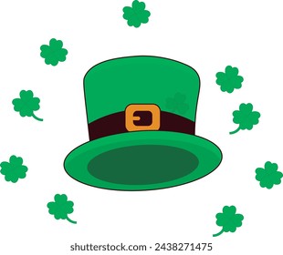St. Patrick's Day, green hat illustration vector patterns, for backgrounds, paper, fabrics