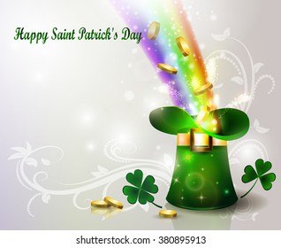 St. Patrick's day green hat with rainbow