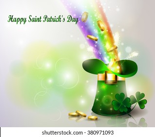 St Patricks day green hat  with rainbow