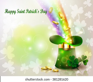 St Patricks day green hat  with rainbow
