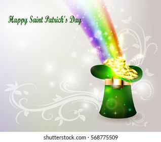 St Patricks day green hat with rainbow