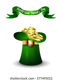 St Patricks day green hat with rainbow