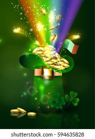 St Patricks Day Green Hat With Rainbow