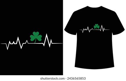 Plantilla de diseño de camiseta de latido verde del día de San Patricio, Esta camiseta está diseñada para irlandeses. Esta camiseta puede ser el mejor regalo para el día de San Patricio.