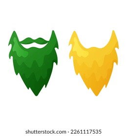 St. Patrick's Day, green and red beard and mustache on white background.