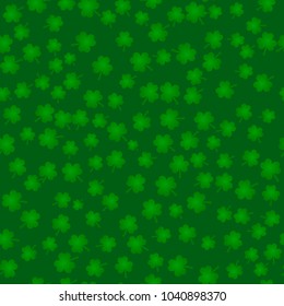 St. Patrick's Day green seamless pattern with clovers. Vector background.  Easy to edit design template for your artworks.