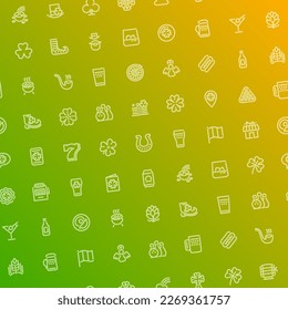St. Patrick's Day Green Seamless Pattern with Icons. Usable for holiday design. Vector seamless editable pattern in Swatches panel.
