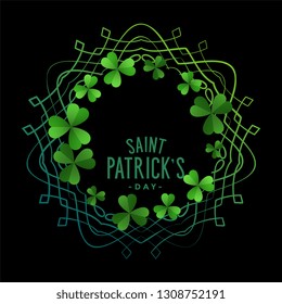 st patricks day green shamrock leaves frame background