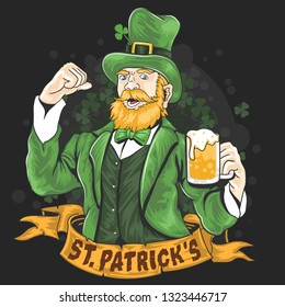 ST. PATRICK'S DAY GREEN SHAMROCK BEER PARTY VECTOR