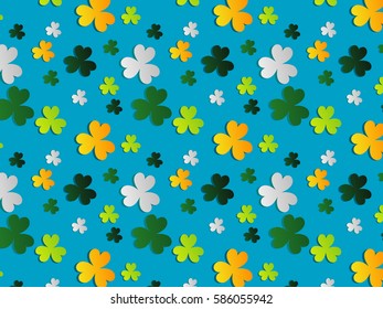 St. Patrick's Day Green White Blue Shamrock Leaf  Pattern