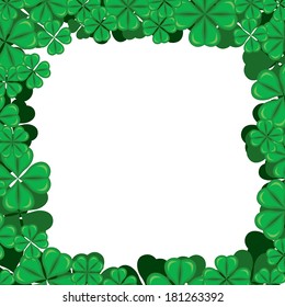 St. Patrick's Day greeting border of clover quatrefoils